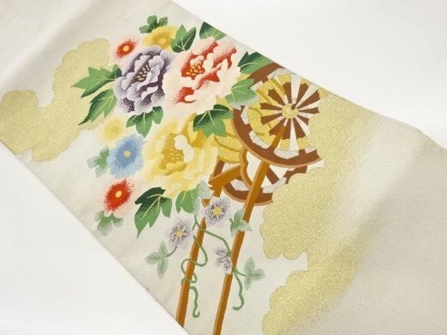 JAPANESE NAGOYA OBI / WOVEN FLORAL CART